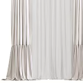 Elegant Light Colored Window Curtain With Pleated Sides And Soft Fabric 3d model
