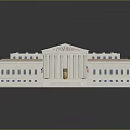 Detailed Classical Building Model With White Facade Columns Steps And Symmetrical Design