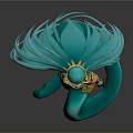 Mythical Mermaid Character With Teal Long Hair Golden Crown And Turquoise Tail
