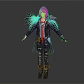 Female Fantasy Character With Feathered Attire And Mythical Creature Elements