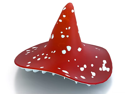 Red Witch Hat with White Spots Featuring Pointed Top and Wavy Brim Design 3d model
