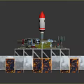 Futuristic Rocket Launch Platform With Hexagonal Base Ice And Lava Element Blocks 3d model