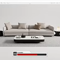 Light Gray And Dark Gray Two-Seater Sofa With Throw Pillows Coffee Table And Side Table 3d model