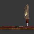 Mannequin In Brown Coat With Yellow Maroon And Brown Fabric Samples