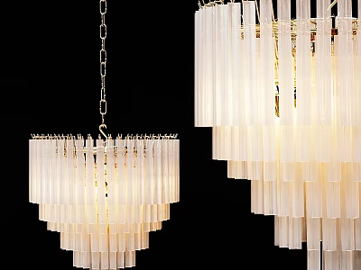Modern Elegant Chandeliers With White Cylindrical Glass And Gold Frame Design 3d model