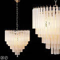 Modern Elegant Chandeliers With White Cylindrical Glass And Gold Frame Design