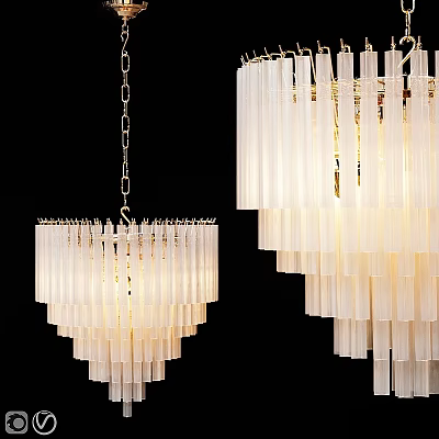 Modern Elegant Chandeliers With White Cylindrical Glass And Gold Frame Design 3d model