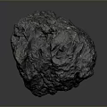 Natural Rough Black Stone With Textured Surface Isolated On Gray Background