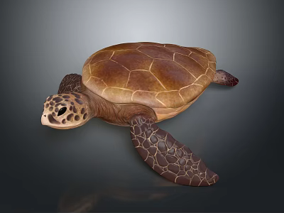 Brown Sea Turtle With Detailed Textured Shell And Lifelike Natural Appearance 3d model