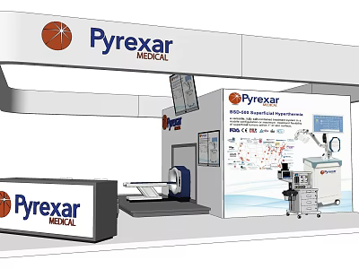Pyrexar Medical Exhibition Booth With Medical Equipment And Display Setup 3d model