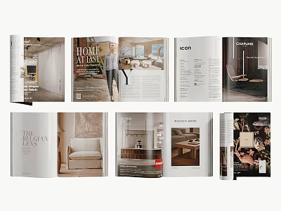 Modern Home Design Magazine Pages Featuring Luxury Interior Furniture And Decor 3d model