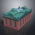 Red Brick Library Building With Green Roof Skylights And Ornate Decorative Elements