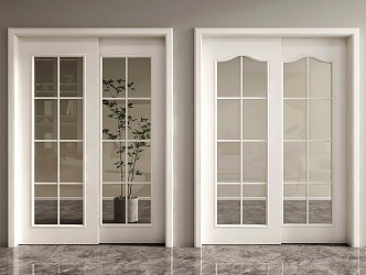 Cream wind sliding door glass sliding door glass door sliding door kitchen door kitchen sliding door 3d model