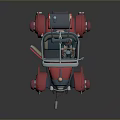 Fun Red Cartoon Style Car With Antennas And Unique Wheel Design