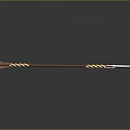 Ancient Decorative Spear With Red Shaft Golden Ornaments And Silver Spearhead