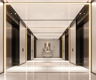 modern elevator hall 3d model