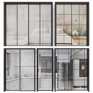 Modern sliding door glass sliding door 3d model