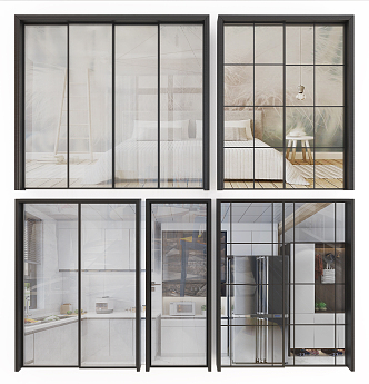 Modern sliding door glass sliding door 3d model