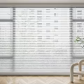 White Window Blinds in Modern Living Room with Wooden Floor White Chair and Green Plant