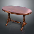 Classical Oval Wooden Table With Intricate Carved Legs And Decorative Design
