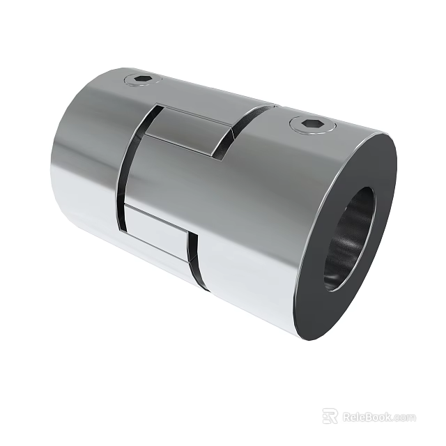 Stainless Steel Cylindrical Coupling With Split Design And Mounting Holes 3d model 