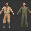 Light Brown Separate Work Clothes And Dark Green Coveralls With Boots As Daily Life Essentials