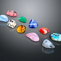 Colorful Wooden Stone Artifacts With Polished Surfaces And Various Shapes For Decoration