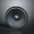 Black Metallic Subwoofer Speaker With Circular Pattern And Reflective Base 3d model