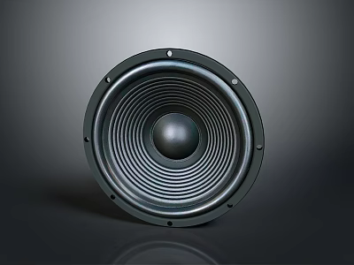 Black Metallic Subwoofer Speaker With Circular Pattern And Reflective Base 3d model