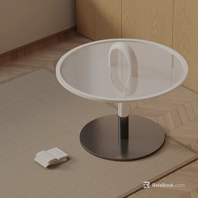 Modern Minimalist Side Table With Transparent Glass Top And Unique Ring Shaped Stand 3d model 