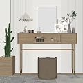 Nordic Dressing Table Dressing Table Cosmetic Mirror Cactus Potted Plant 3d model