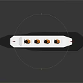 Wooden Ship Featuring Black White Red Hull Yellow Funnels Upper Deck Windows and Reflective Base