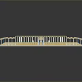 Ornamental Circular Platform with Yellow Blue Geometric Pattern and White Railings and Extended Decorative Sections