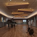 School Music Classroom Interior With Piano Wooden Floors Seats And Ceiling Designs