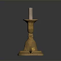 Brass Candlestick Holder With Pink Candle For Elegant Home Decor Accent