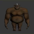 Brown Skinned Muscular Horned Ogre Game and Film Character With Fierce Expression Stocky Build
