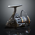 Modern Shiny Metal Fishing Reel With Ergonomic Handle And Durable Construction Design
