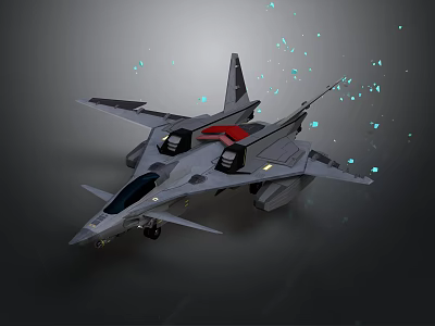 Futuristic Spacecraft With Sleek Gray Design Red Accents And Blue Light Particles 3d model