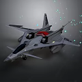 Futuristic Spacecraft With Sleek Gray Design Red Accents And Blue Light Particles