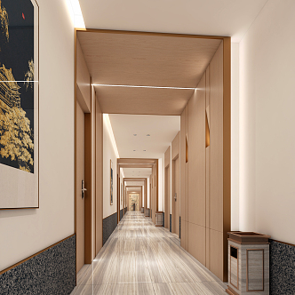 New Chinese Aisle Hotel Passage 3d model