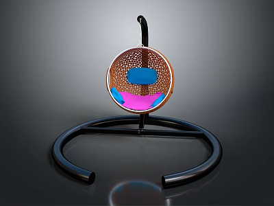Modern Stool Furniture With Circular Seat Brown Blue Pink Colors And Black Ring Frame 3d model