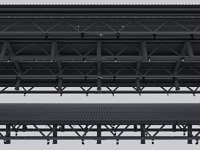 Industrial Metal Ceiling Framework With Grid Structure And Suspended Support Beams 3d model
