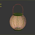 Green Home Decor Lantern With Intricate Floral Patterns And Curved Handle