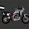 White Adventure Motorcycle With Blue Accents Red Frame Side Cases Rear Box And Spoked Wheels
