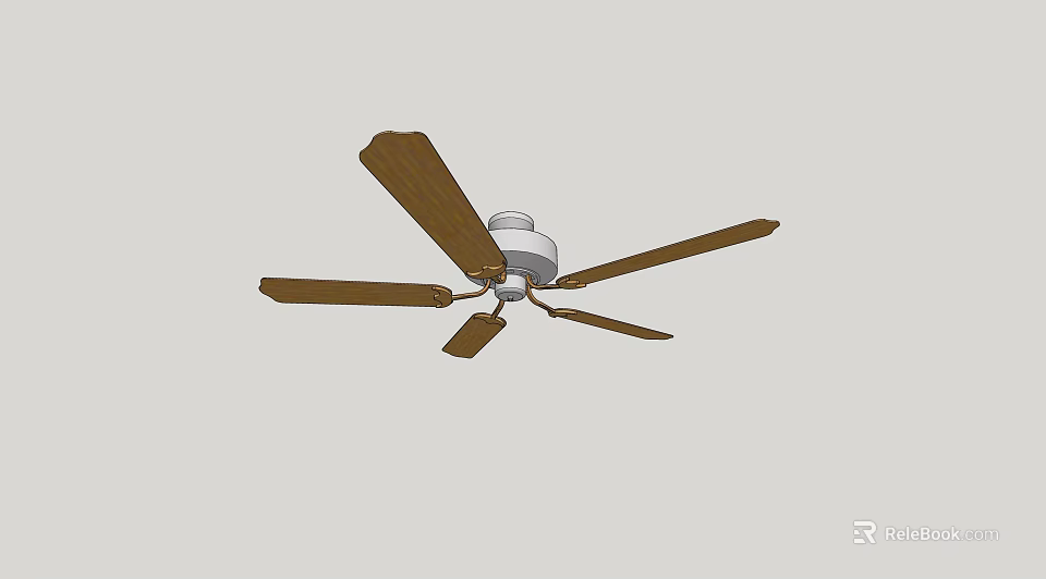Ceiling Fan With Five Wooden Blades And White Base For Indoor Home Use 3d model 