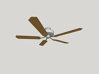 Ceiling Fan With Five Wooden Blades And White Base For Indoor Home Use 3d model