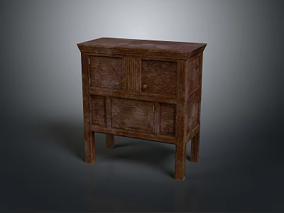 Wooden Cabinet With Drawers And Doors Featuring Wood Grain Vintage Rustic Design 3d model