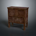 Wooden Cabinet With Drawers And Doors Featuring Wood Grain Vintage Rustic Design