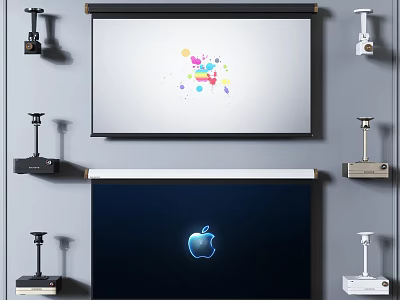 Comprehensive Projection Monitoring Setup With Dual Screens And Surveillance Cameras 3d model