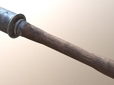 Ancient Weapon with Worn Metal Head and Textured Wooden Handle 3d model Ancient Weapon with Worn Metal Head and Textured Wooden Handle 3d model